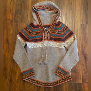 Aztec Patterned Sweater with Hood Baby Alpaca Peru XS
